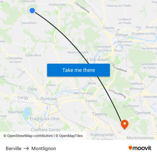 Berville to Montlignon map