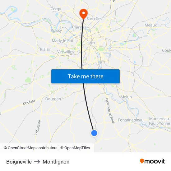 Boigneville to Montlignon map
