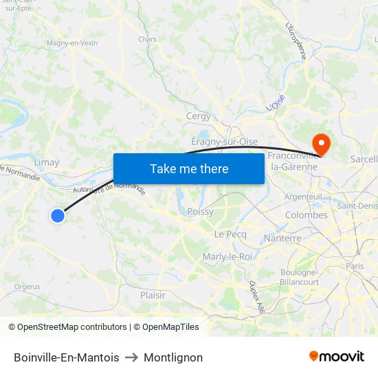 Boinville-En-Mantois to Montlignon map