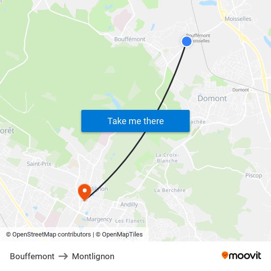 Bouffemont to Montlignon map