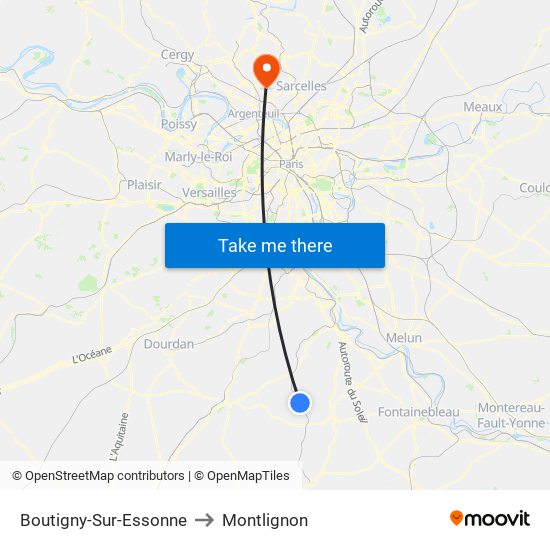 Boutigny-Sur-Essonne to Montlignon map