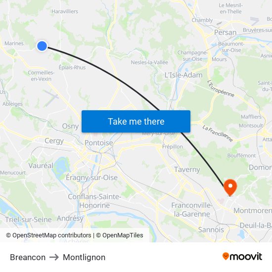 Breancon to Montlignon map