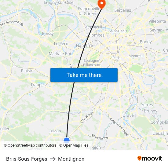 Briis-Sous-Forges to Montlignon map