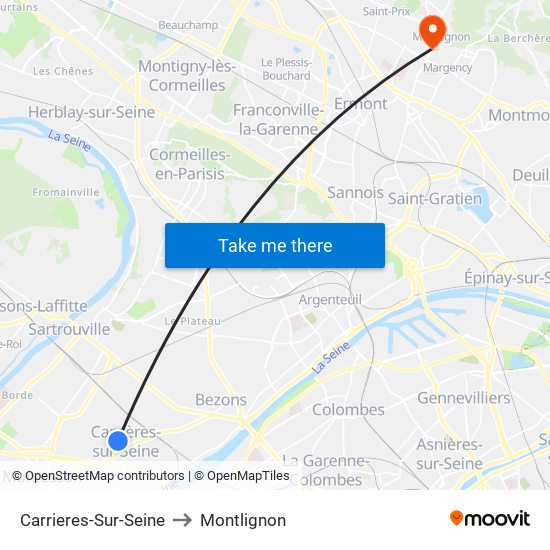 Carrieres-Sur-Seine to Montlignon map