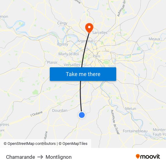 Chamarande to Montlignon map
