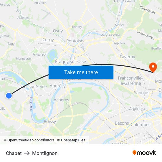 Chapet to Montlignon map