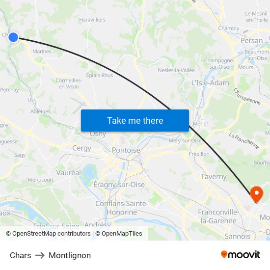 Chars to Montlignon map