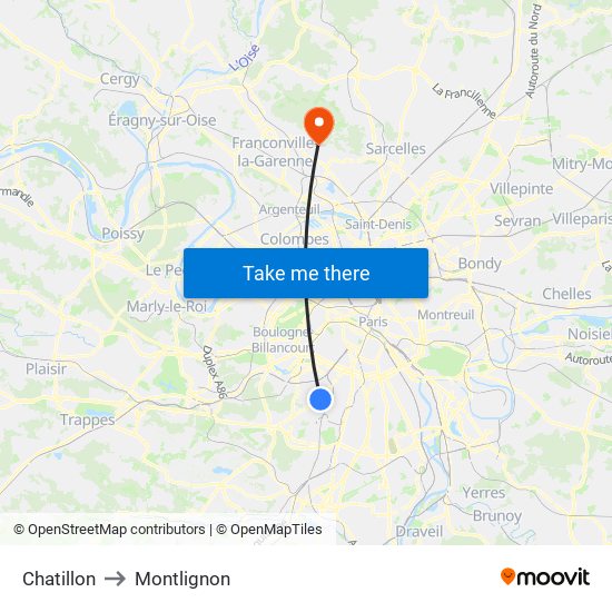 Chatillon to Montlignon map