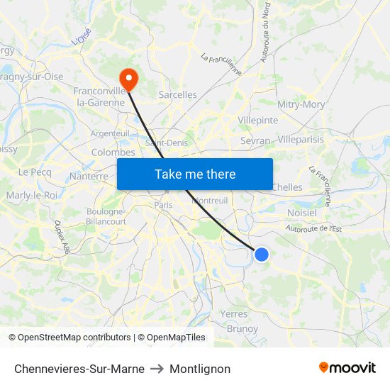 Chennevieres-Sur-Marne to Montlignon map