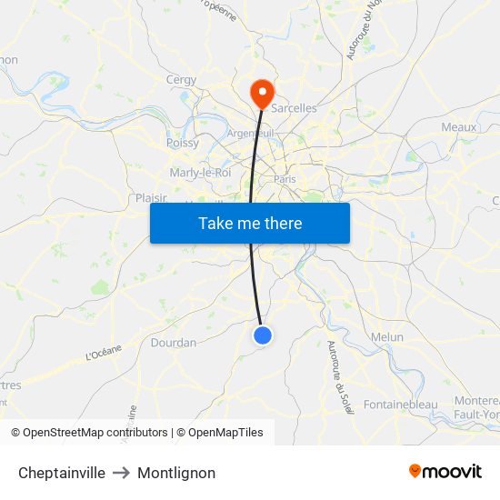 Cheptainville to Montlignon map