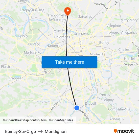 Epinay-Sur-Orge to Montlignon map