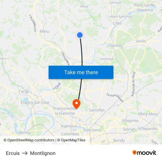 Ercuis to Montlignon map