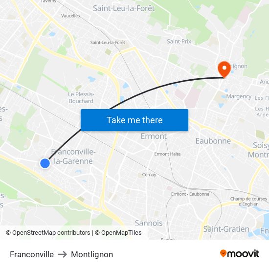 Franconville to Montlignon map