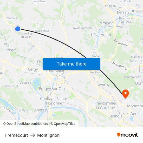 Fremecourt to Montlignon map