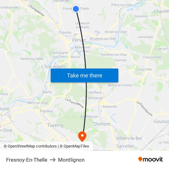 Fresnoy-En-Thelle to Montlignon map