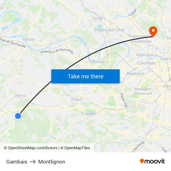 Gambais to Montlignon map