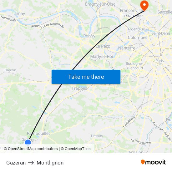 Gazeran to Montlignon map