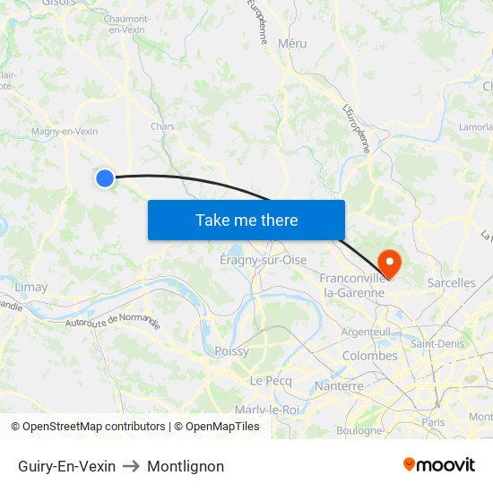 Guiry-En-Vexin to Montlignon map