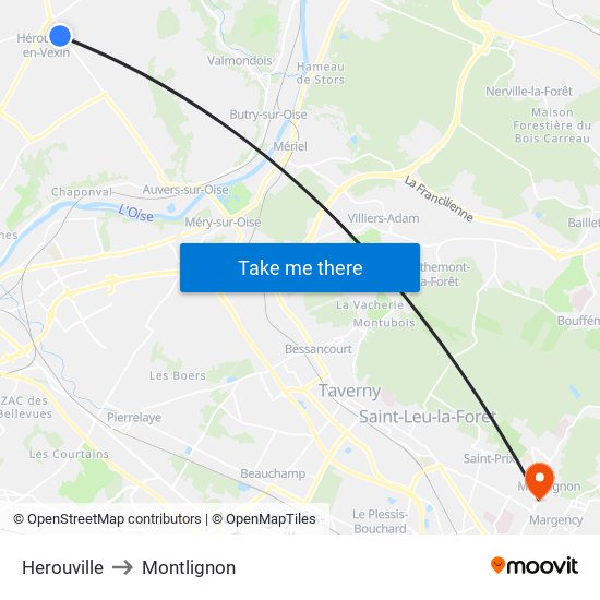 Herouville to Montlignon map