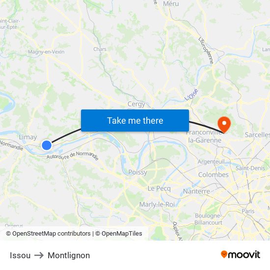 Issou to Montlignon map