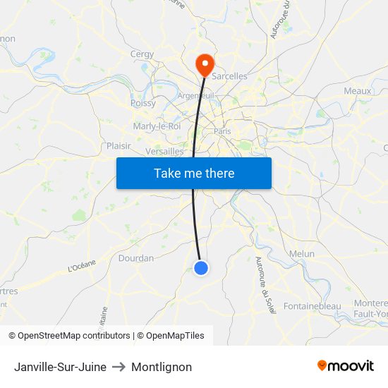 Janville-Sur-Juine to Montlignon map