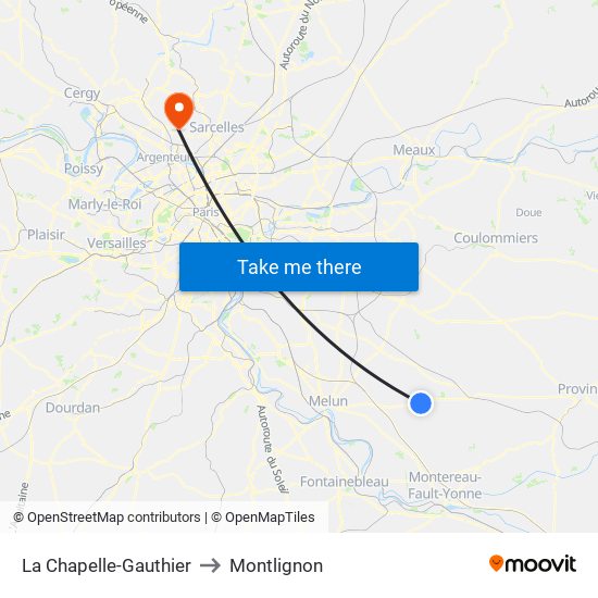 La Chapelle-Gauthier to Montlignon map