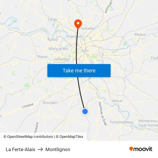 La Ferte-Alais to Montlignon map