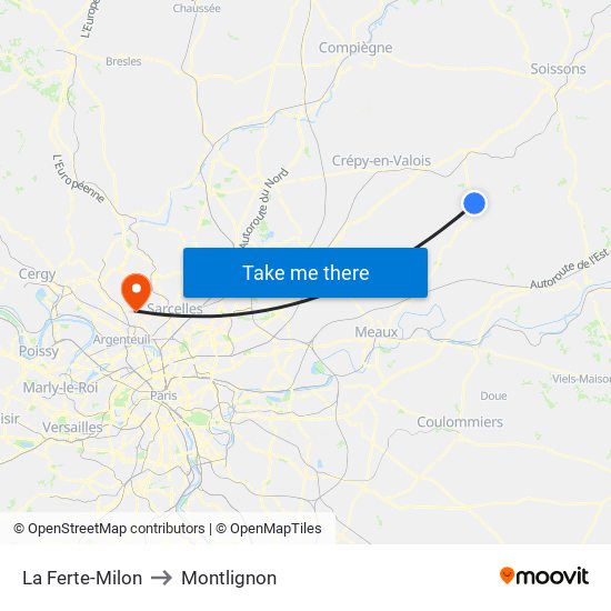 La Ferte-Milon to Montlignon map