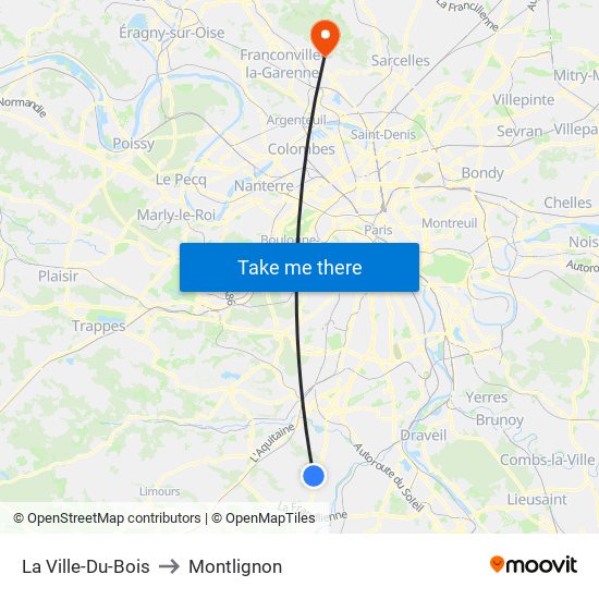 La Ville-Du-Bois to Montlignon map
