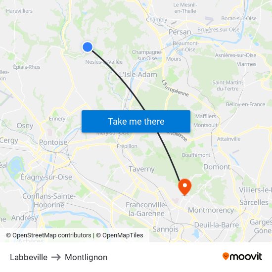 Labbeville to Montlignon map