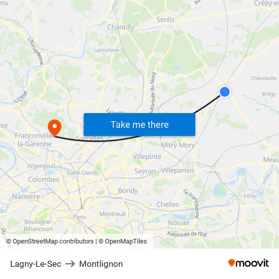 Lagny-Le-Sec to Montlignon map