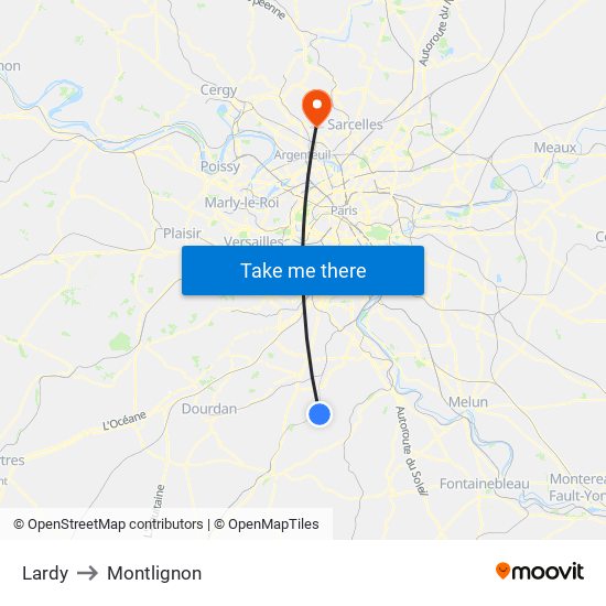 Lardy to Montlignon map