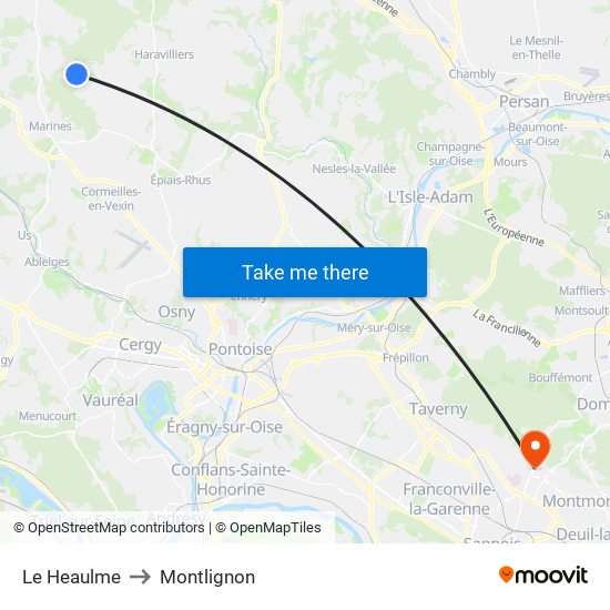 Le Heaulme to Montlignon map