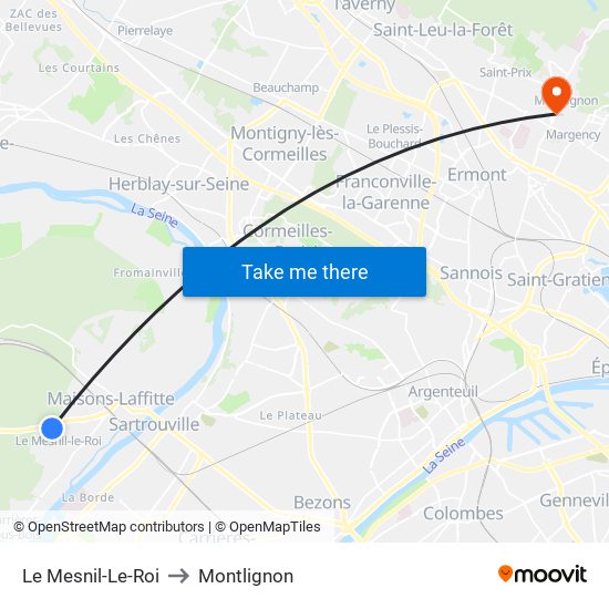 Le Mesnil-Le-Roi to Montlignon map