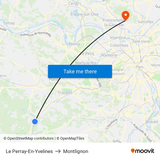 Le Perray-En-Yvelines to Montlignon map