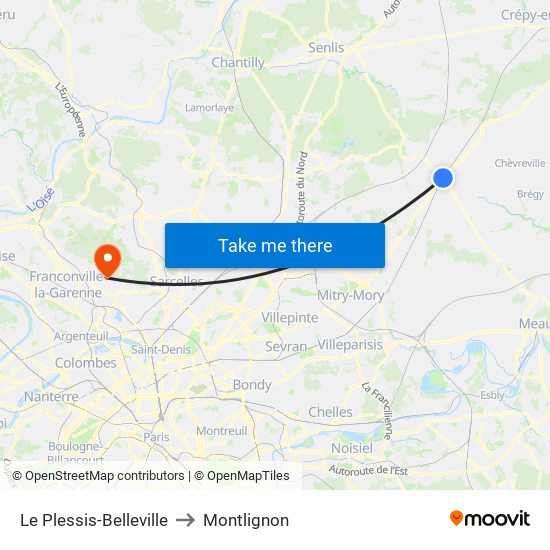 Le Plessis-Belleville to Montlignon map