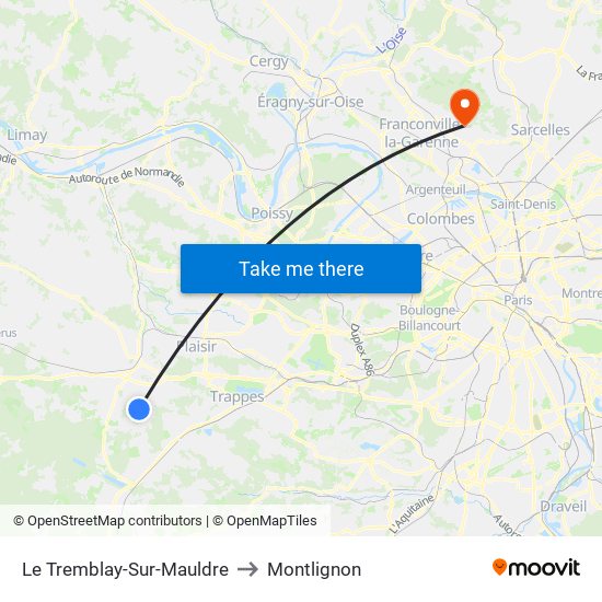 Le Tremblay-Sur-Mauldre to Montlignon map