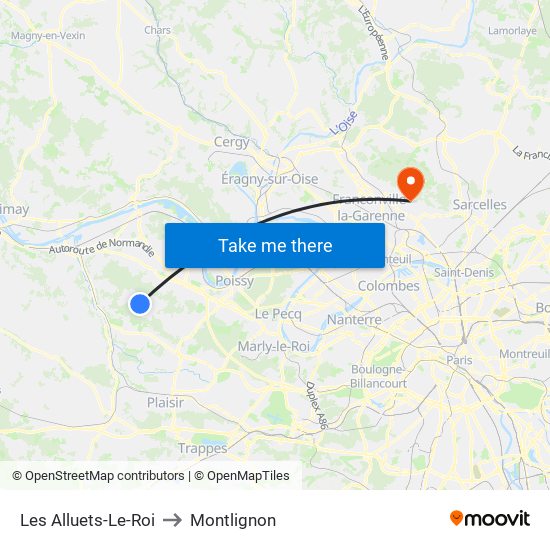 Les Alluets-Le-Roi to Montlignon map