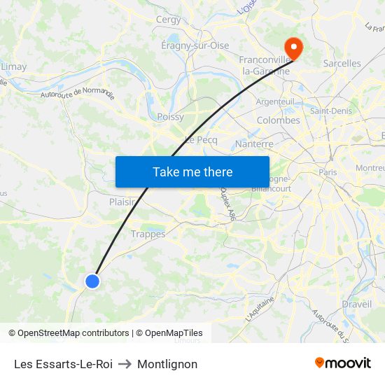 Les Essarts-Le-Roi to Montlignon map