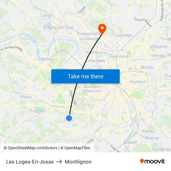 Les Loges-En-Josas to Montlignon map