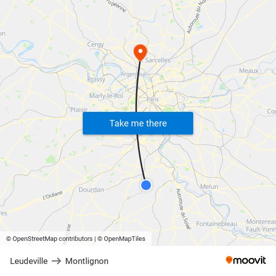 Leudeville to Montlignon map