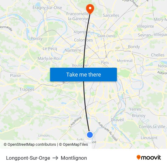 Longpont-Sur-Orge to Montlignon map
