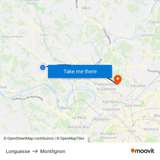 Longuesse to Montlignon map