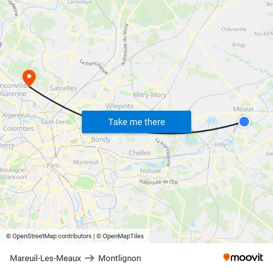 Mareuil-Les-Meaux to Montlignon map