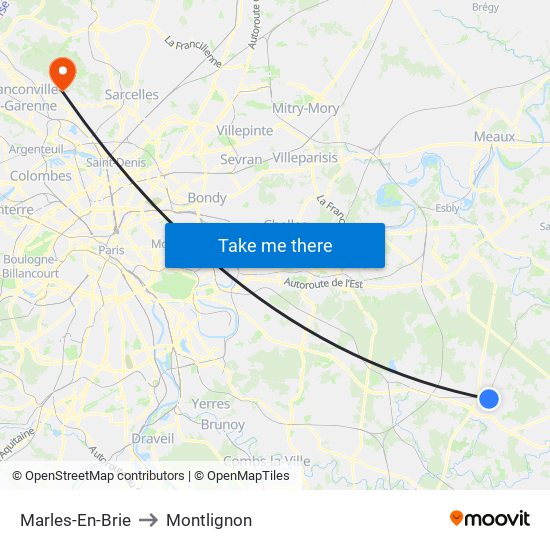 Marles-En-Brie to Montlignon map