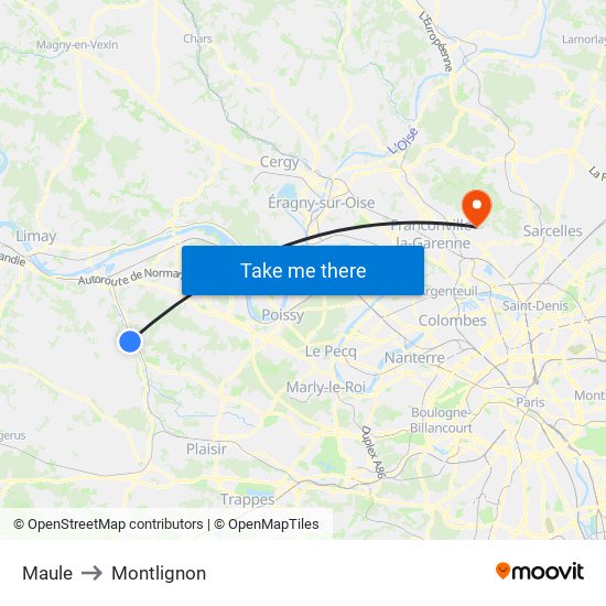 Maule to Montlignon map