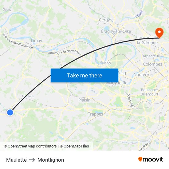 Maulette to Montlignon map
