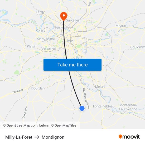 Milly-La-Foret to Montlignon map