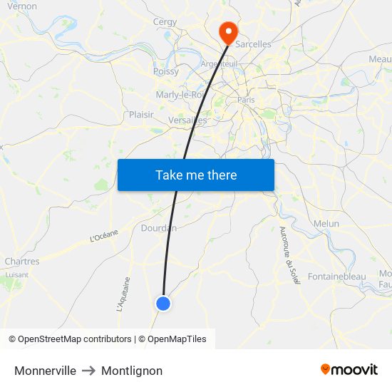 Monnerville to Montlignon map
