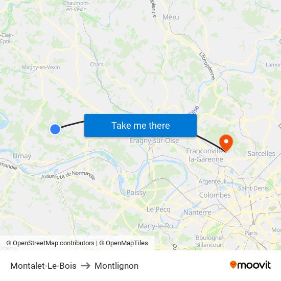 Montalet-Le-Bois to Montlignon map